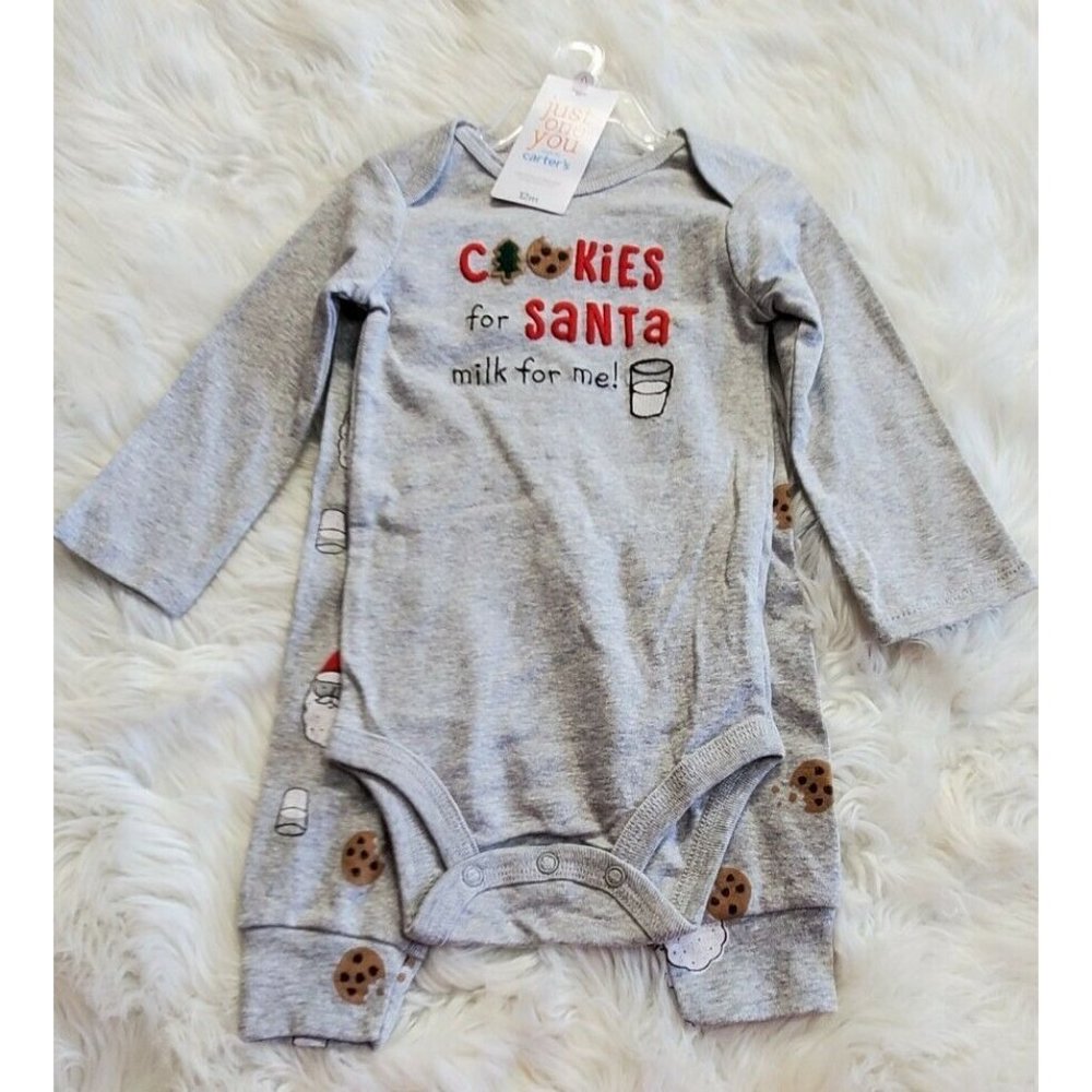 NWT Baby 2pc 'Cookies for Santa' Set - Carters Just One You - Gray - 12M